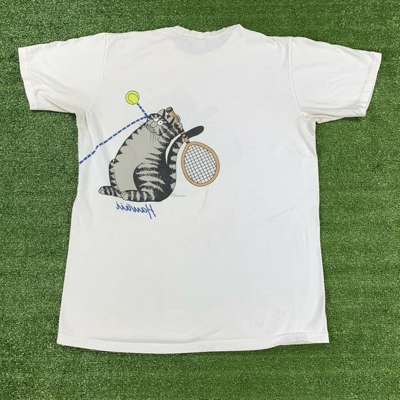 90s Crazy Shirts Hawaii B Kliban Tennis Cat TShirt - Picture 2 of 12